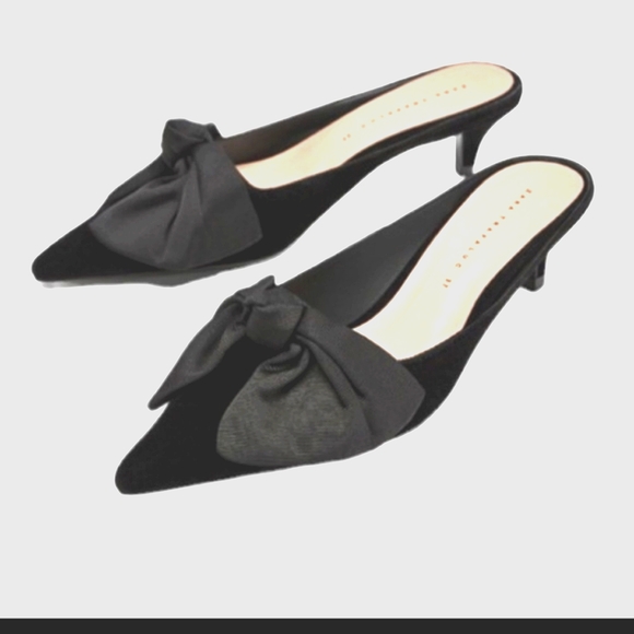 Zara Shoes Zara Velvet Ribbonbow Kitten Heel Mules Poshmark